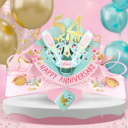 54th Wedding Anniversary Card Pop Up 3D Celebrating 54 Years Together
