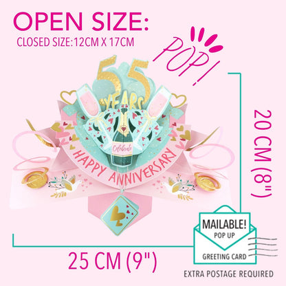 55th Wedding Anniversary Card Pop Up 3D Celebrating 55 Years Together