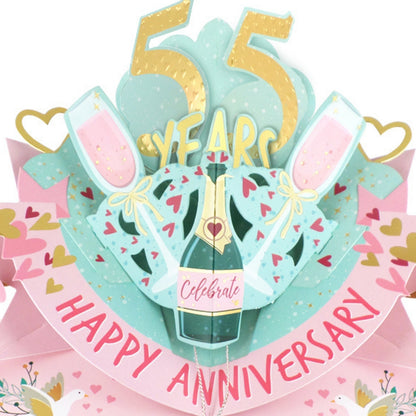 55th Wedding Anniversary Card Pop Up 3D Celebrating 55 Years Together