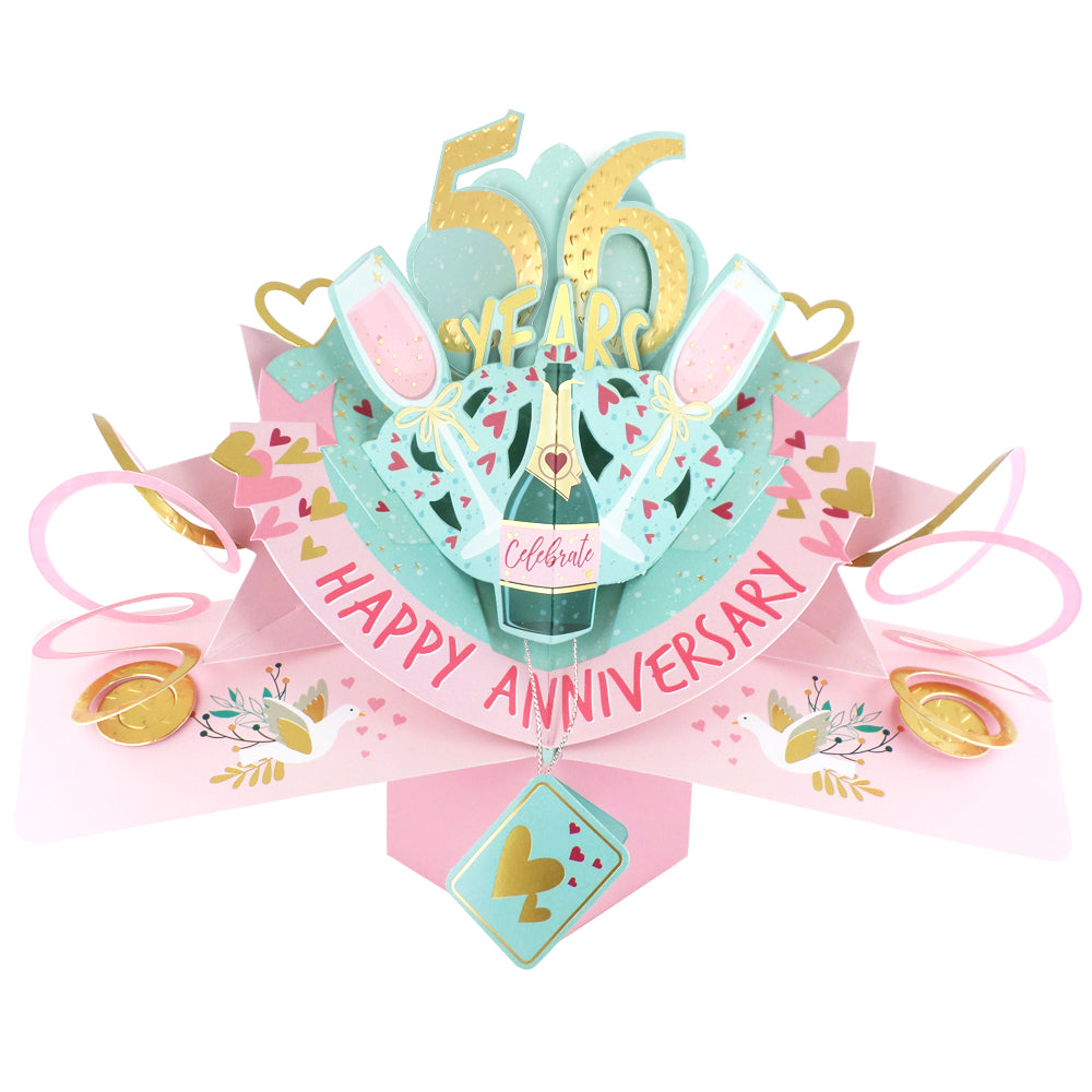 56th Wedding Anniversary Card Pop Up 3D Celebrating 56 Years Together