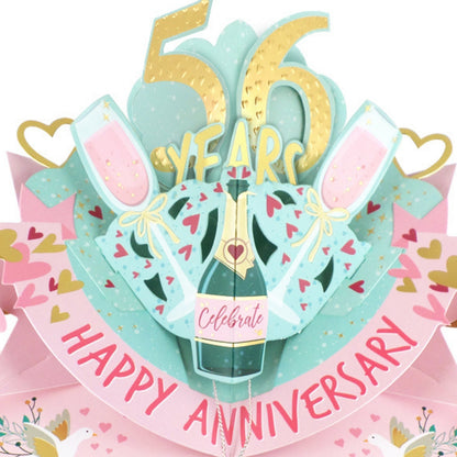 56th Wedding Anniversary Card Pop Up 3D Celebrating 56 Years Together