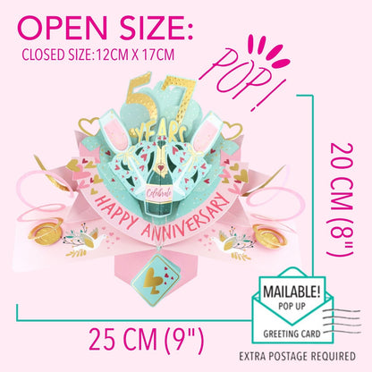 57th Wedding Anniversary Card Pop Up 3D Celebrating 57 Years Together