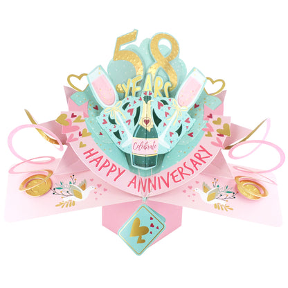 58th Wedding Anniversary Card Pop Up 3D Celebrating 58 Years Together