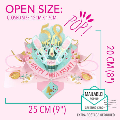58th Wedding Anniversary Card Pop Up 3D Celebrating 58 Years Together