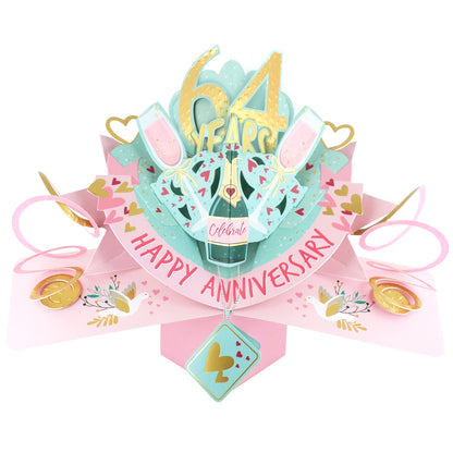 64th Wedding Anniversary Card Pop Up 3D Celebrating 64 Years Together