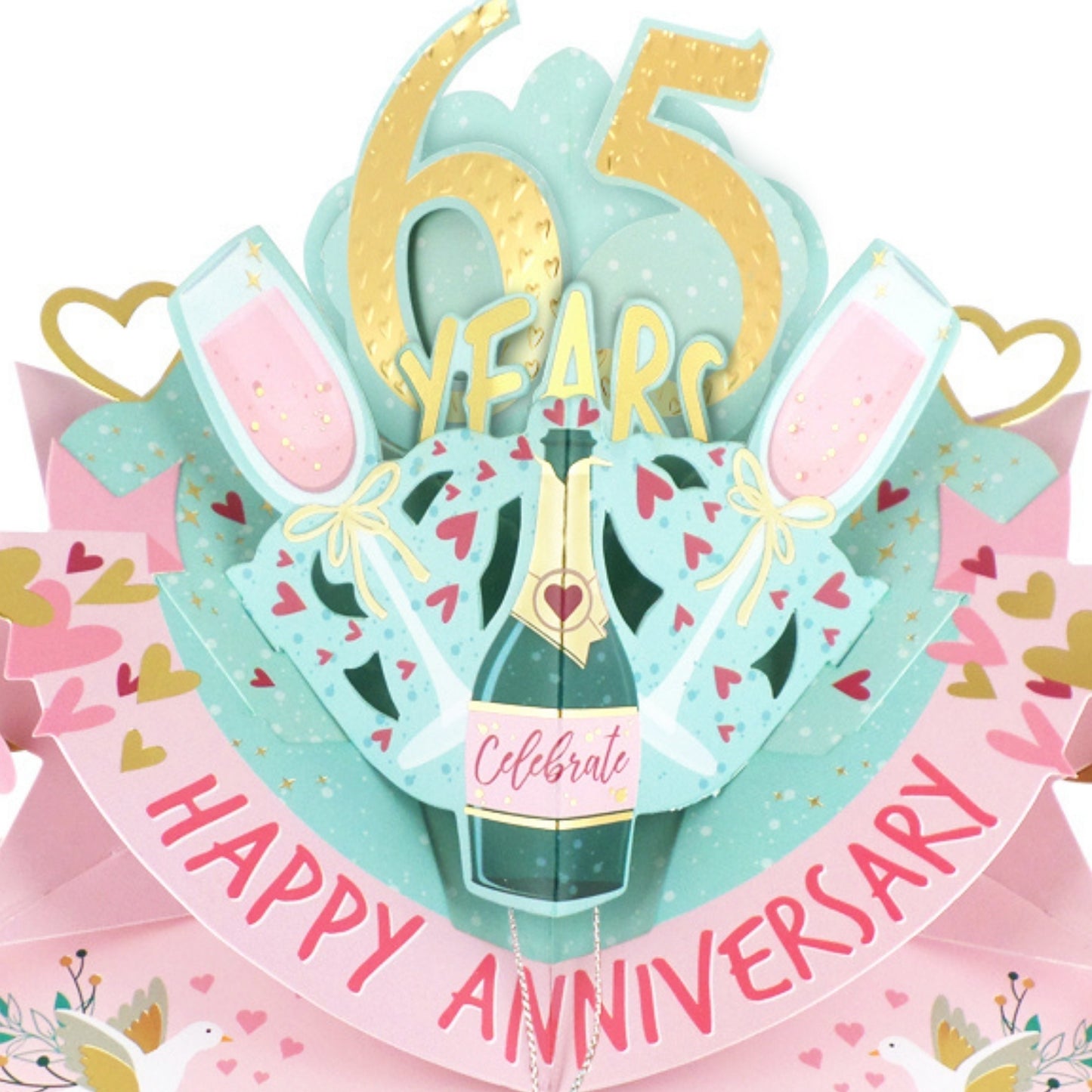 65th Wedding Anniversary Card Pop Up 3D Celebrating 65 Years Together
