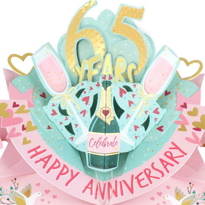 65th Wedding Anniversary Card Pop Up 3D Celebrating 65 Years Together