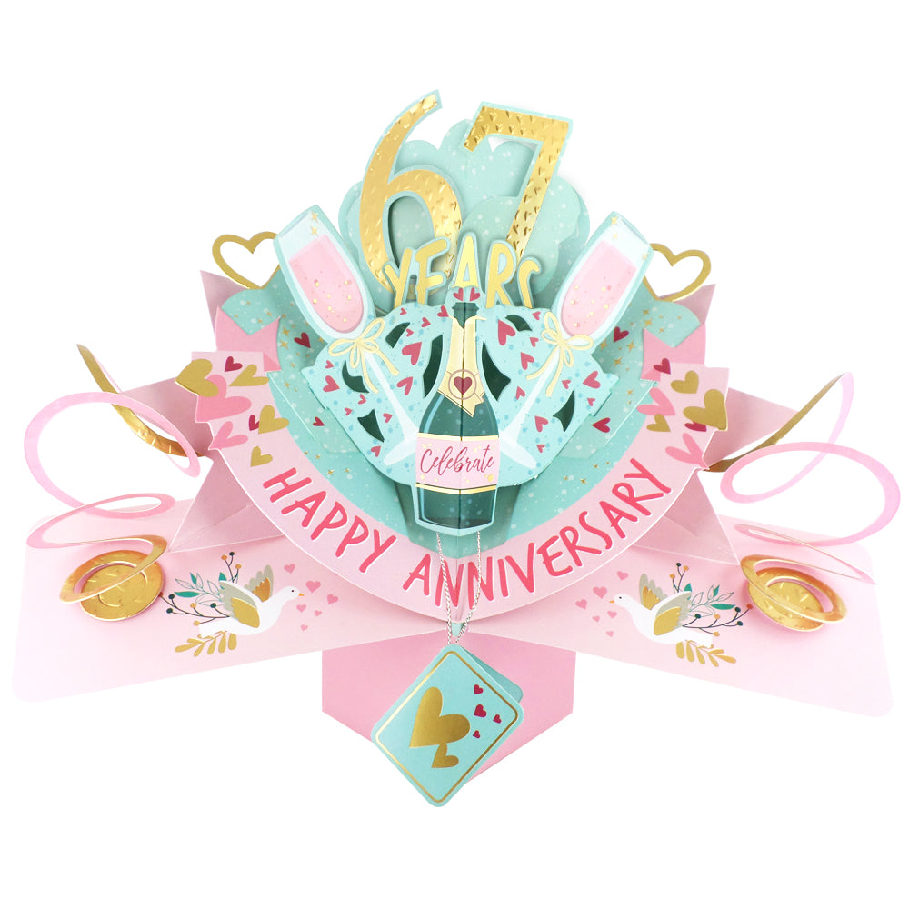 67th Wedding Anniversary Card Pop Up 3D Celebrating 67 Years Together