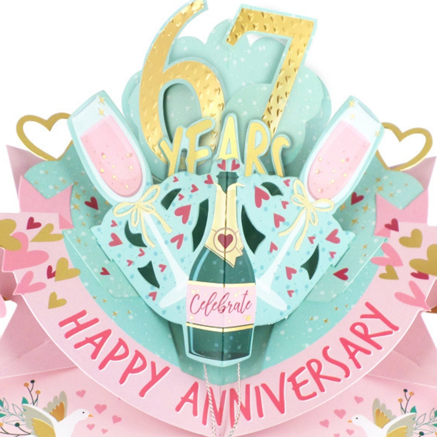 67th Wedding Anniversary Card Pop Up 3D Celebrating 67 Years Together