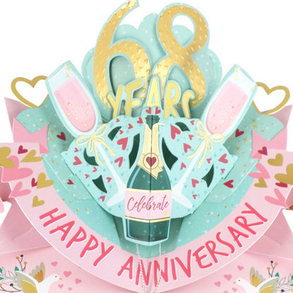 68th Wedding Anniversary Card Pop Up 3D Celebrating 68 Years Together