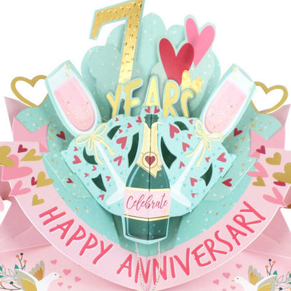 7th Wedding Anniversary Card Pop Up 3D Celebrating 7 Years Together