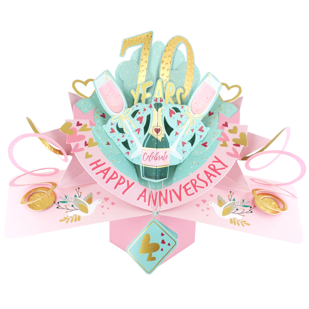 70th Wedding Anniversary Card Pop Up 3D Celebrating 70 Years Together