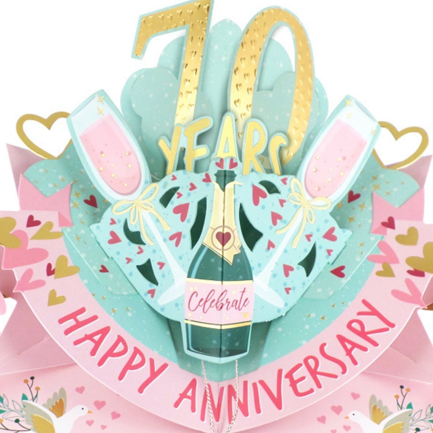 70th Wedding Anniversary Card Pop Up 3D Celebrating 70 Years Together
