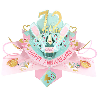 72nd Wedding Anniversary Card Pop Up 3D Celebrating 72 Years Together