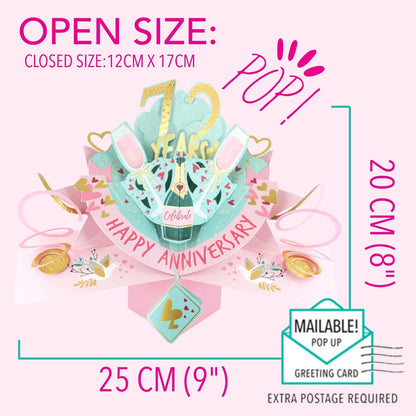 72nd Wedding Anniversary Card Pop Up 3D Celebrating 72 Years Together
