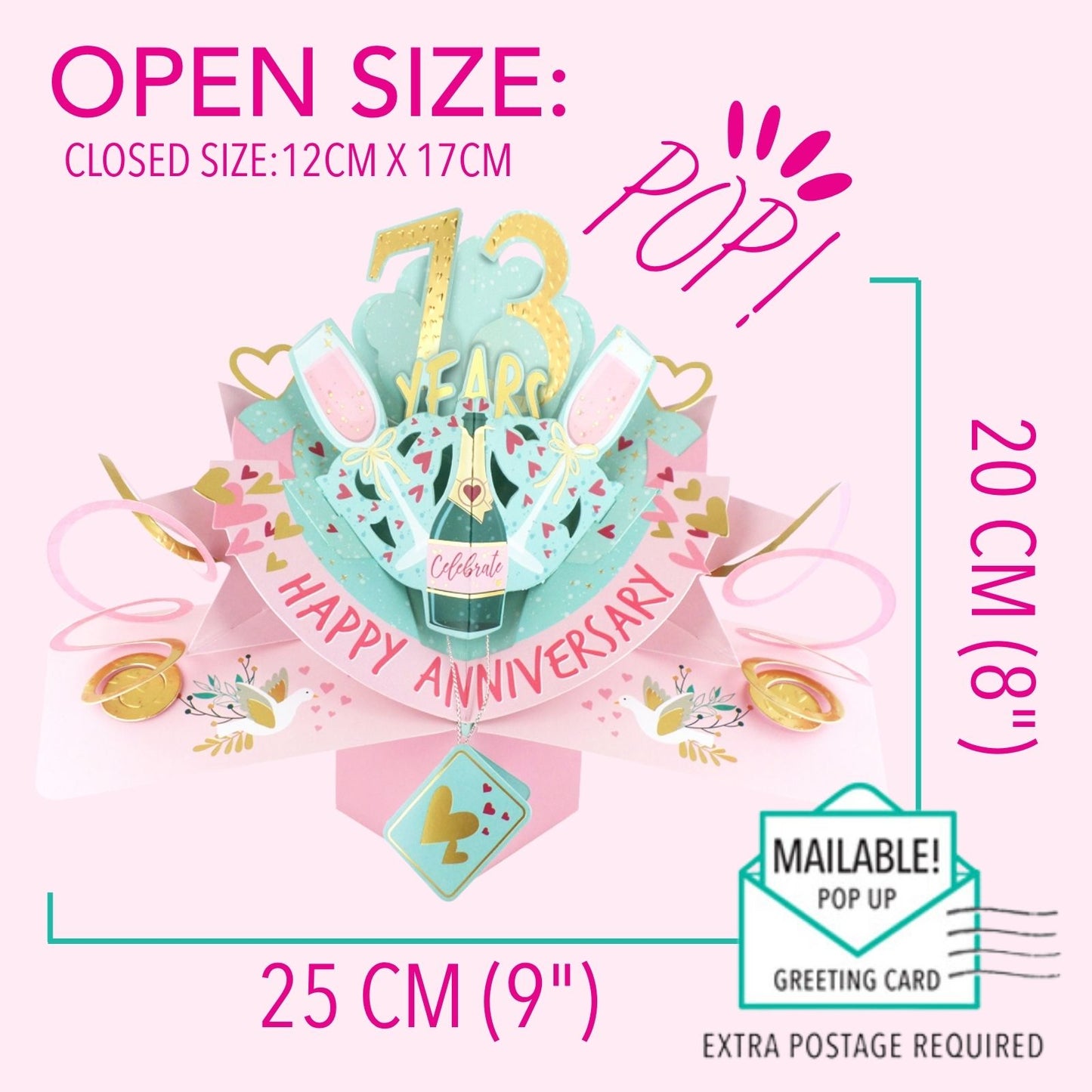 73rd Wedding Anniversary Card Pop Up 3D Celebrating 73 Years Together