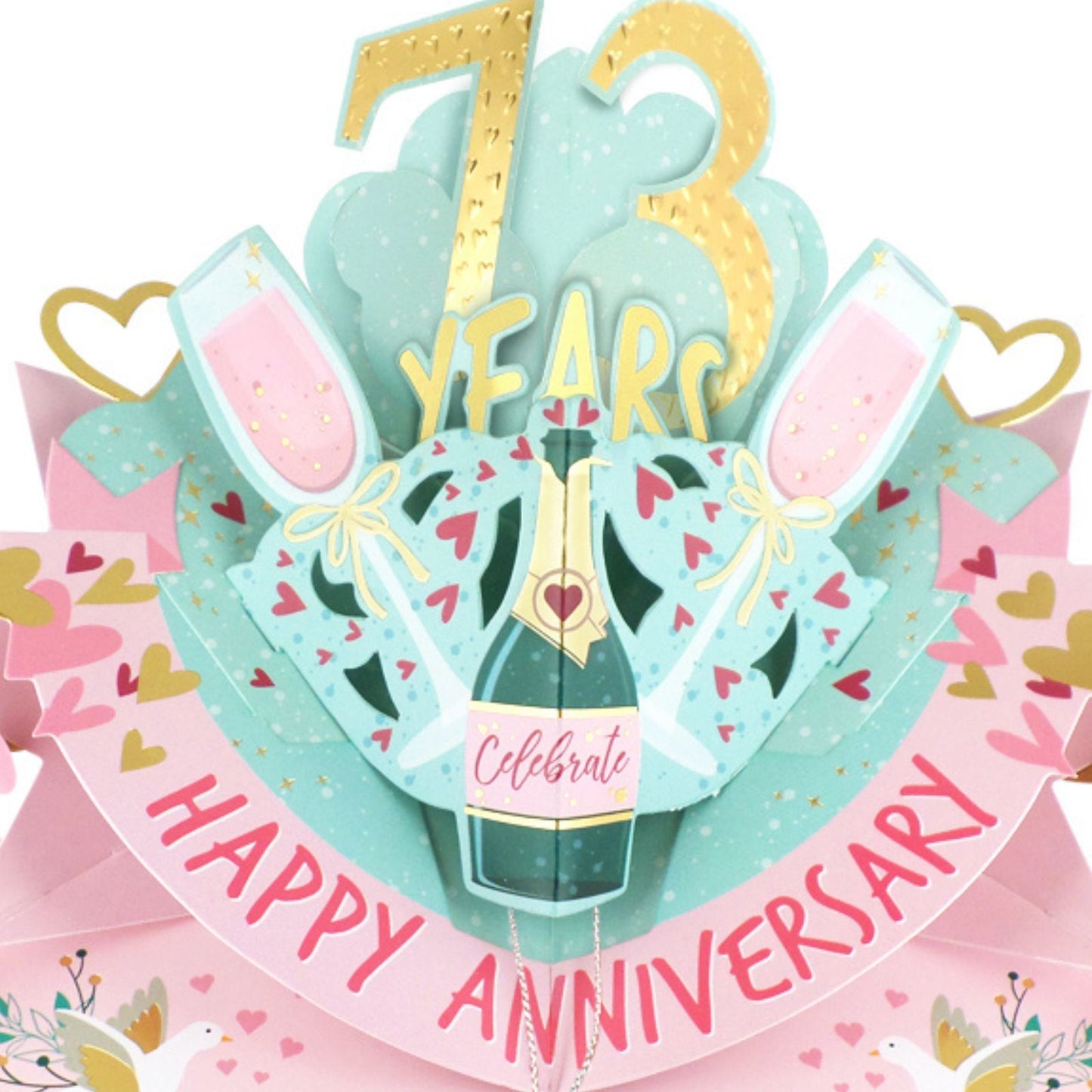 73rd Wedding Anniversary Card Pop Up 3D Celebrating 73 Years Together