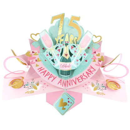 75th Wedding Anniversary Card Pop Up 3D Celebrating 75 Years Together