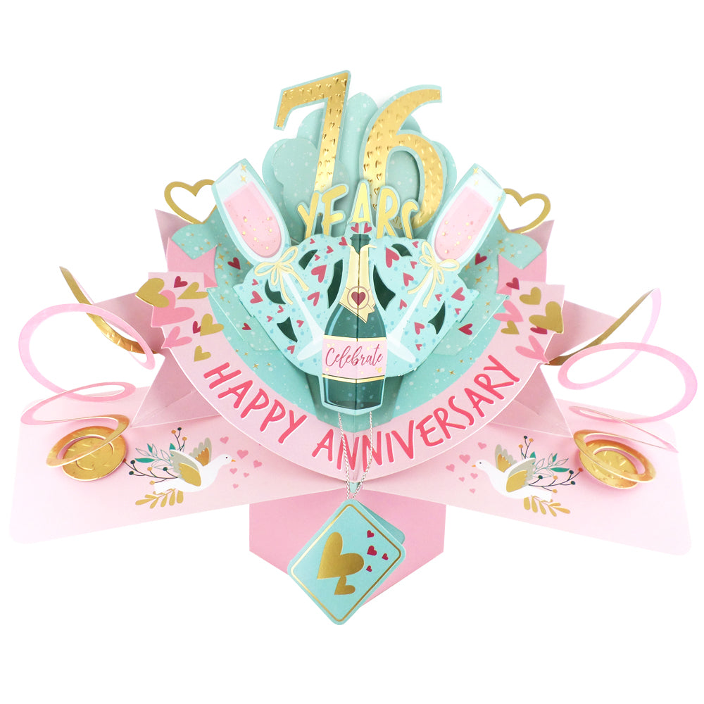 76th Wedding Anniversary Card Pop Up 3D Celebrating 76 Years Together