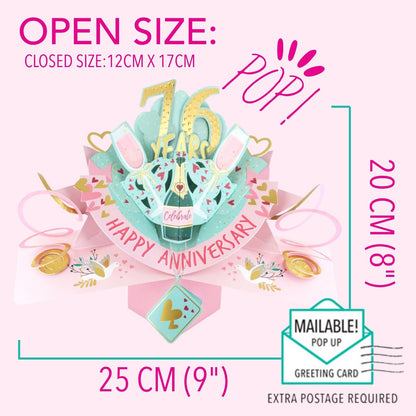 76th Wedding Anniversary Card Pop Up 3D Celebrating 76 Years Together