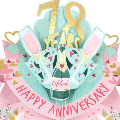 78th Wedding Anniversary Card Pop Up 3D Celebrating 78 Years Together