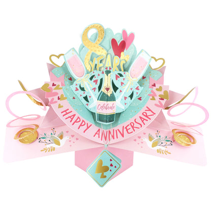 8th Wedding Anniversary Card Pop Up 3D Celebrating 8 Years Together