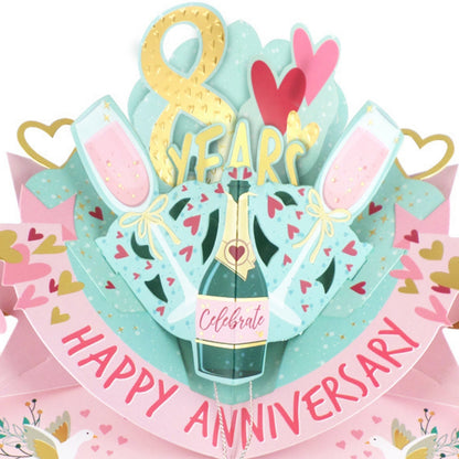 8th Wedding Anniversary Card Pop Up 3D Celebrating 8 Years Together