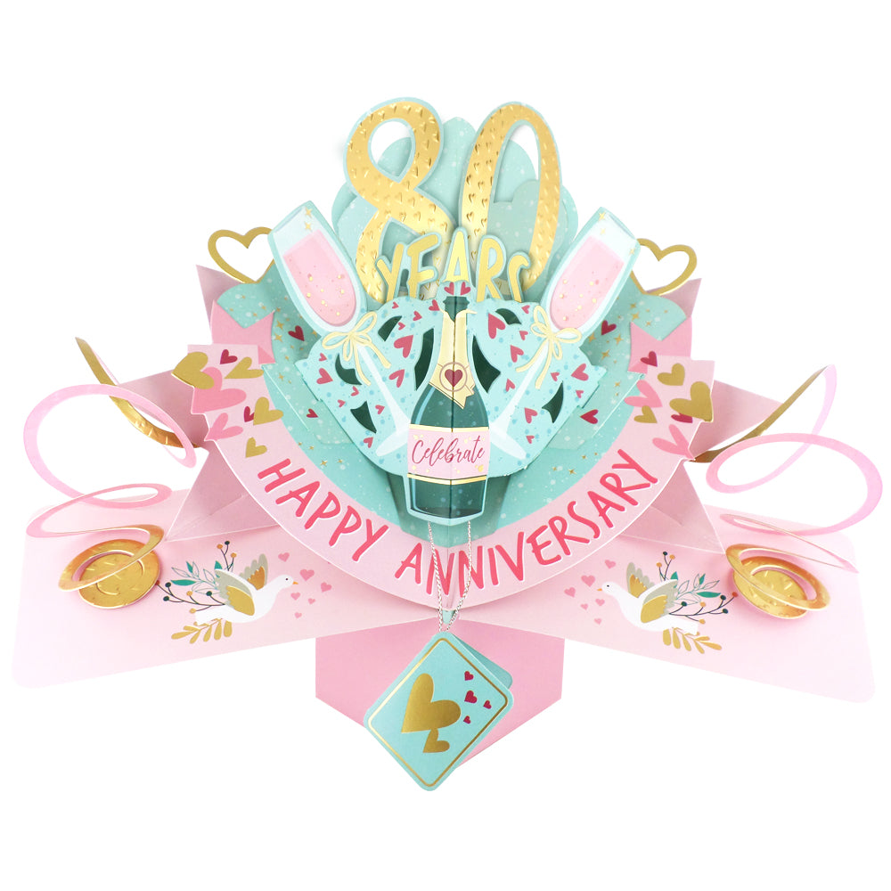 '1 To 80' Years Happy 'Every Milestone' Anniversary Pop-Up Greeting Card