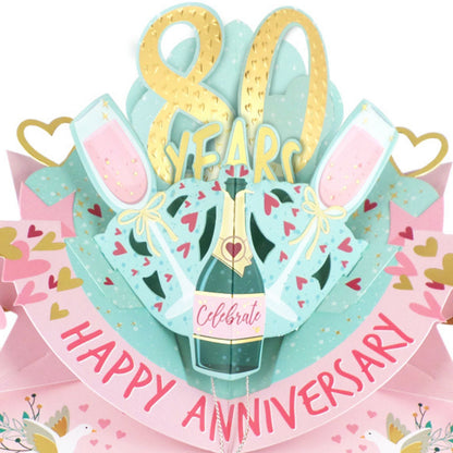 80th Wedding Anniversary Card Pop Up 3D Celebrating 80 Years Together