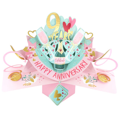 9th Wedding Anniversary Card Pop Up 3D Celebrating 9 Years Together
