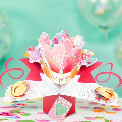 Big Hug Pop Up Greeting Card Love Heart Sweets Birthday Or Any Occasion