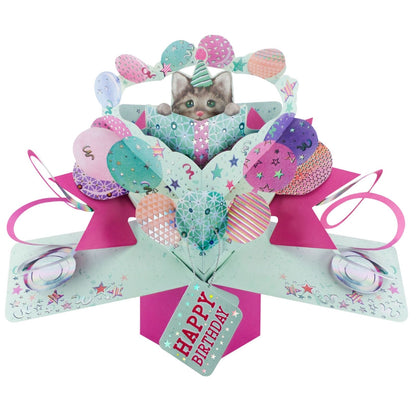 Happy Birthday Pop Up Card Cat With Gift Pop Up Greeting Card