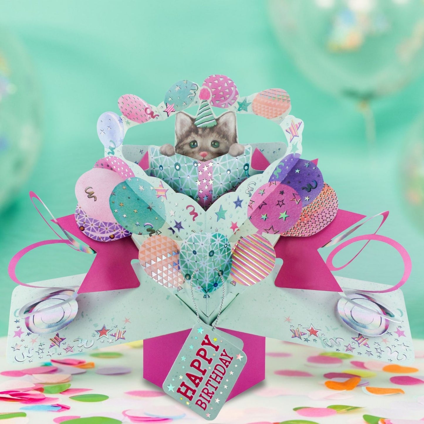 Happy Birthday Pop Up Card Cat With Gift Pop Up Greeting Card