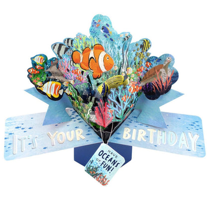 Under The Sea Pop Up Birthday Greeting Card With Fish