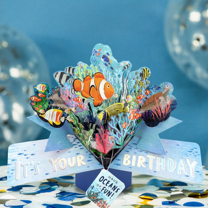 Under The Sea Pop Up Birthday Greeting Card With Fish