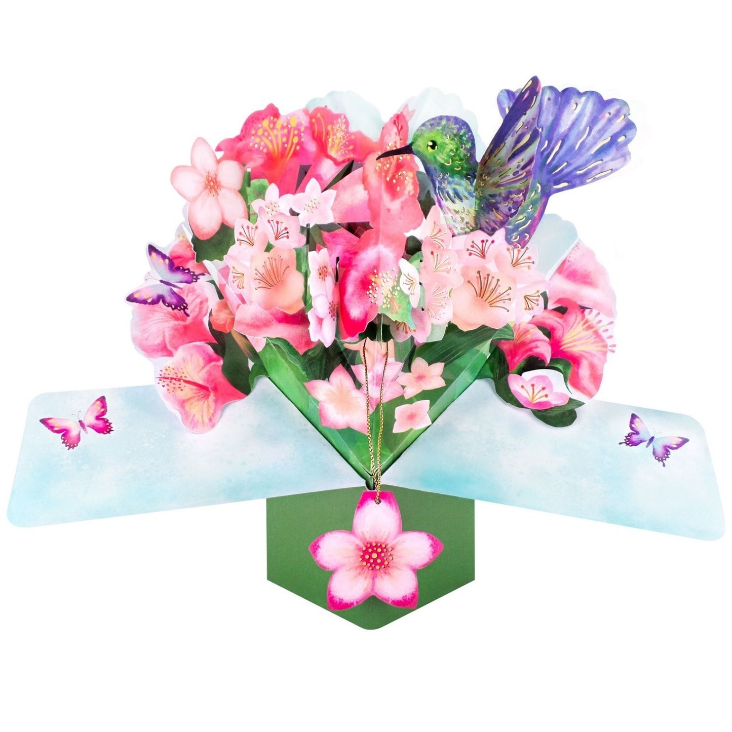 Hummingbird & Flowers Pop Up Greeting Card Birthday Or Any Occasion