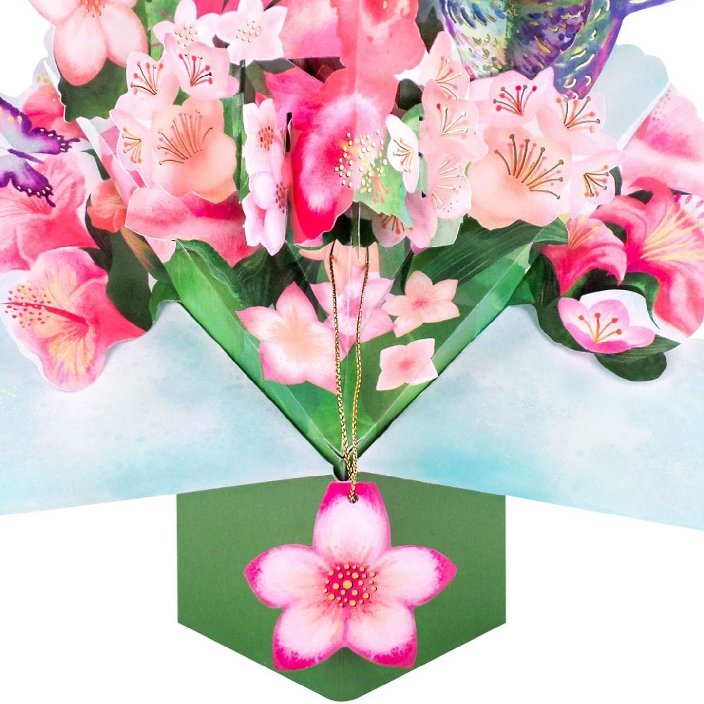 Hummingbird & Flowers Pop Up Greeting Card Birthday Or Any Occasion