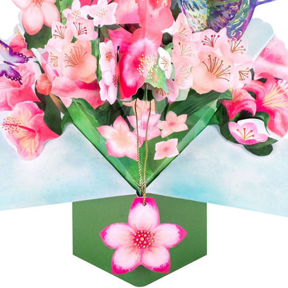 Hummingbird & Flowers Pop Up Greeting Card Birthday Or Any Occasion