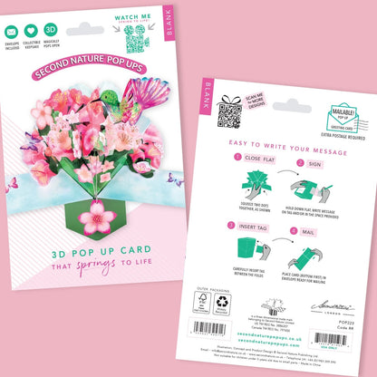 Hummingbird & Flowers Pop Up Greeting Card Birthday Or Any Occasion