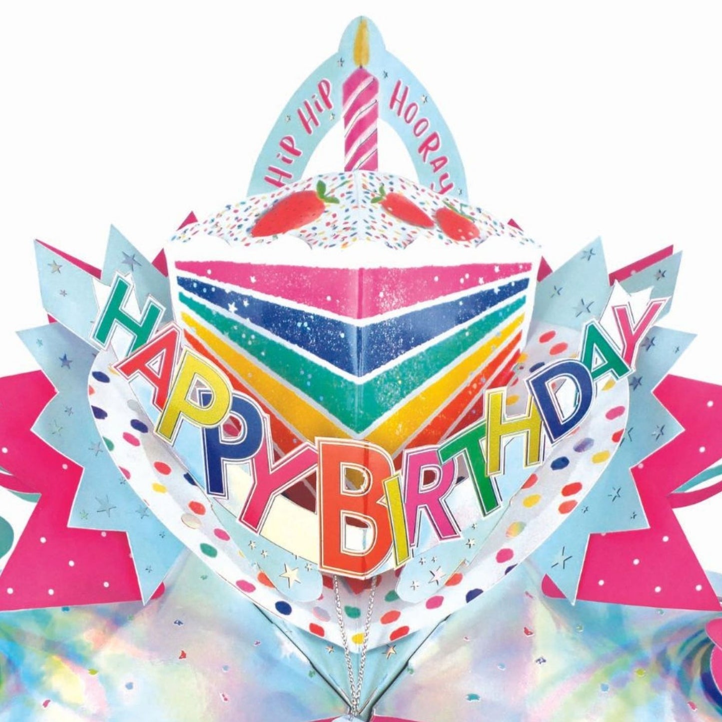 Rainbow Cake Pop Up Happy Birthday Greeting Card