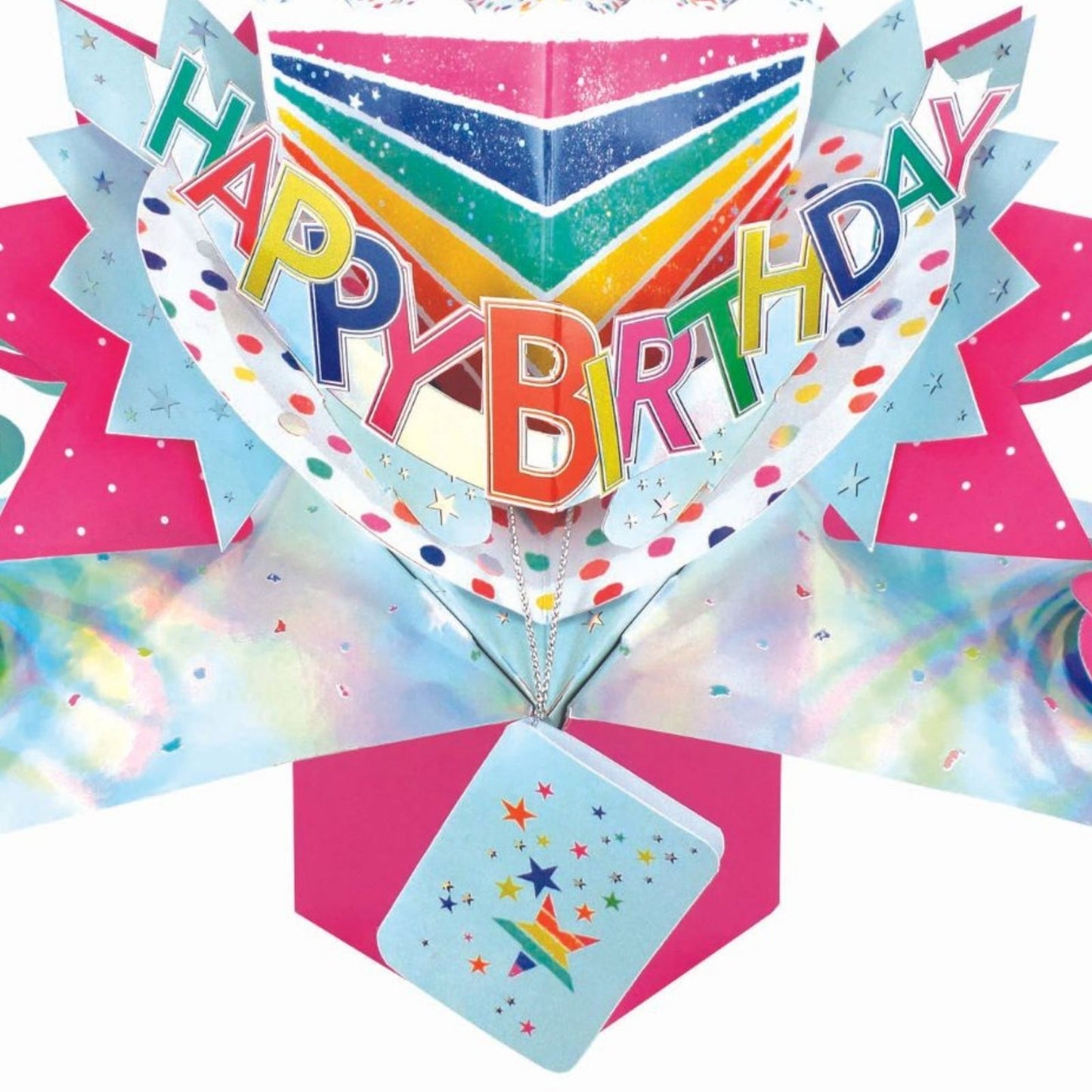 Rainbow Cake Pop Up Happy Birthday Greeting Card