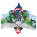 Cyclist Pop Up Happy Birthday Greeting Card With Bike