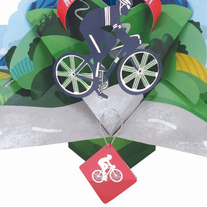 Cyclist Pop Up Happy Birthday Greeting Card With Bike