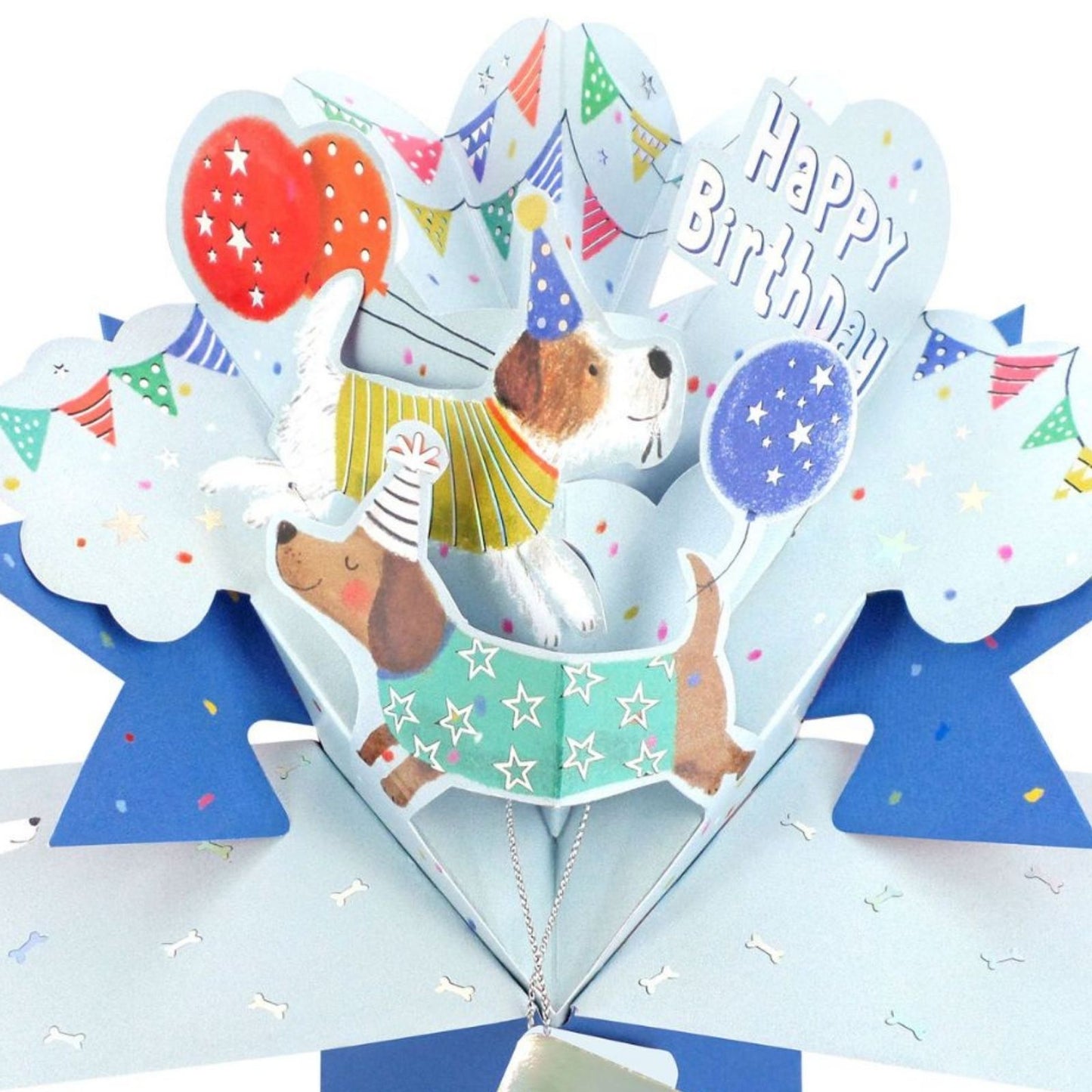 Pop Up Happy Birthday Greeting Card With Dogs & Balloons