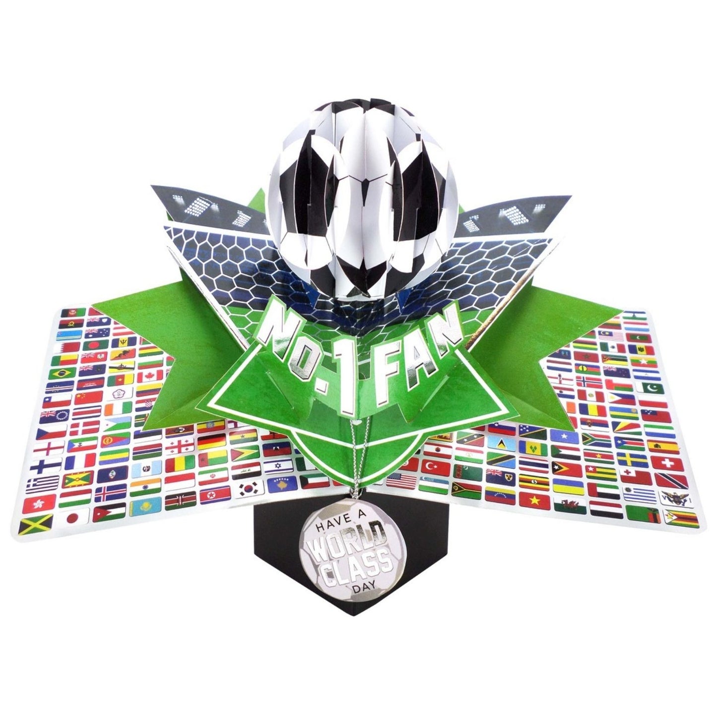 Football No.1 Fan Pop Up Greeting Card With World Cup Flags