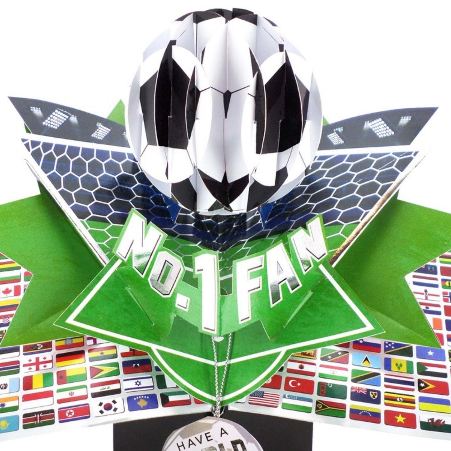 Football No.1 Fan Pop Up Greeting Card With World Cup Flags