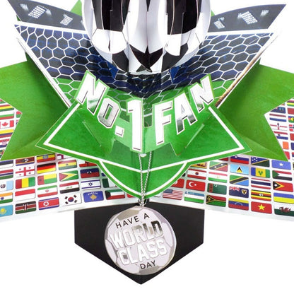 Football No.1 Fan Pop Up Greeting Card With World Cup Flags