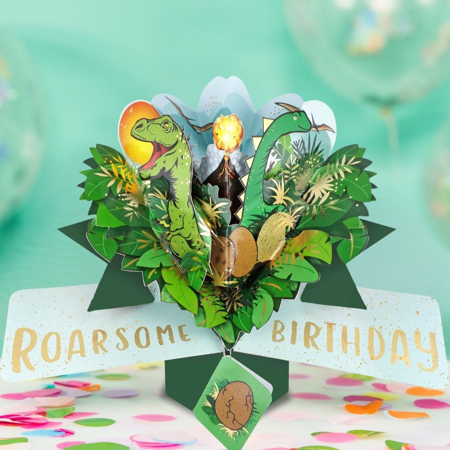 Roarsome Birthday Pop Up Birthday Greeting Card With Dinosaurs