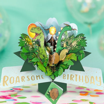 Roarsome Birthday Pop Up Birthday Greeting Card With Dinosaurs
