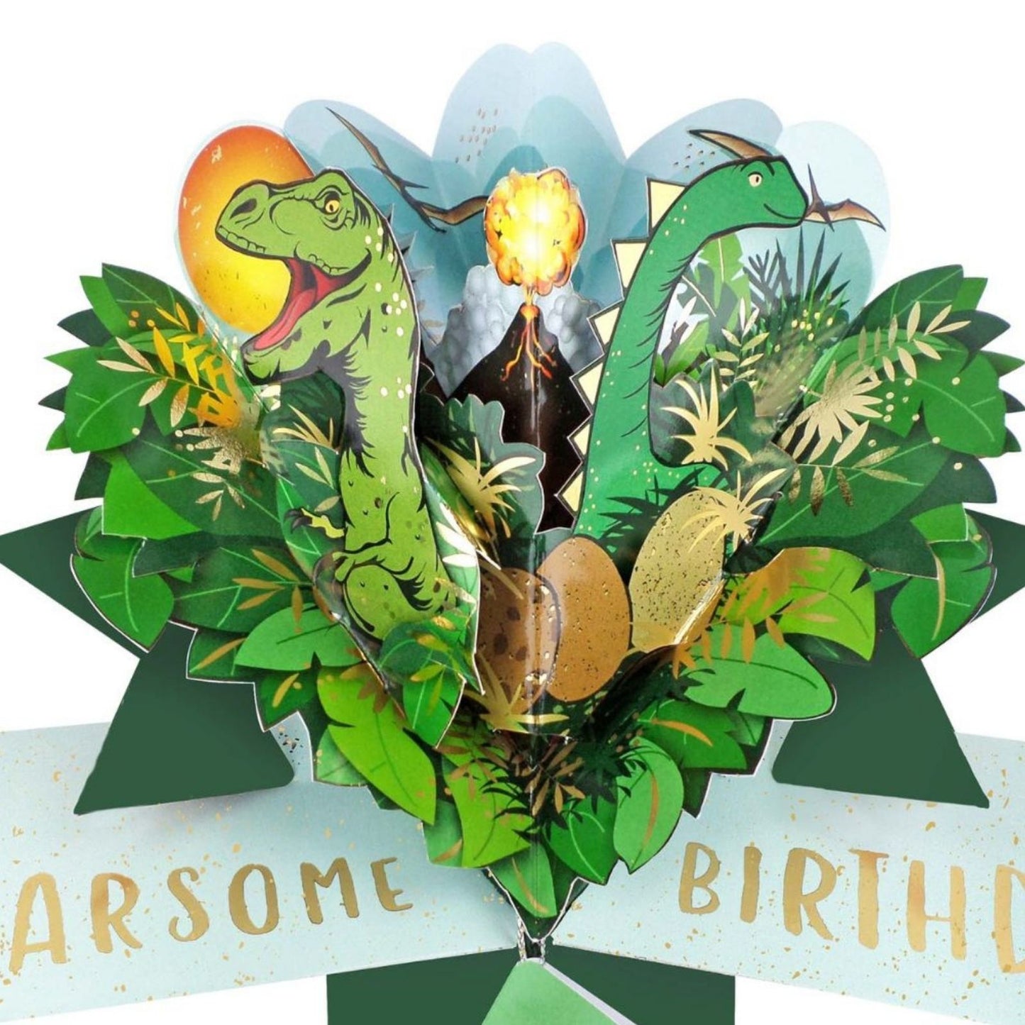 Roarsome Birthday Pop Up Birthday Greeting Card With Dinosaurs